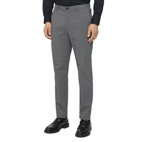 Theory NWT Zaine Classic-Fit Drawstring Pant Kelso Checked Nylon Size 34 Gray - Picture 2 of 12